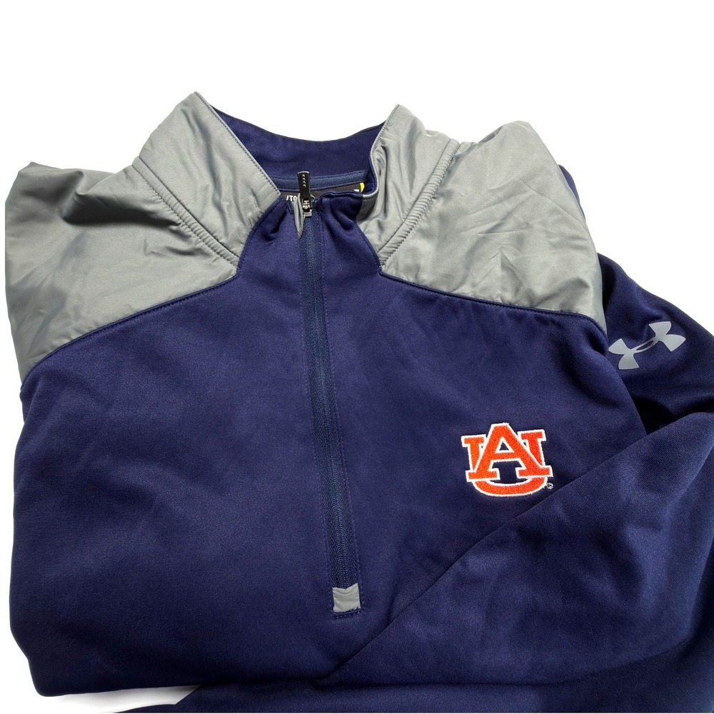 Under Armour Auburn Tigers ColdGear ¼ Zip Pullover Men's XL Loose Navy Gray